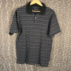 Structure Dark‎ Blue Striped Cotton Short Sleeve Golf Polo Size Large